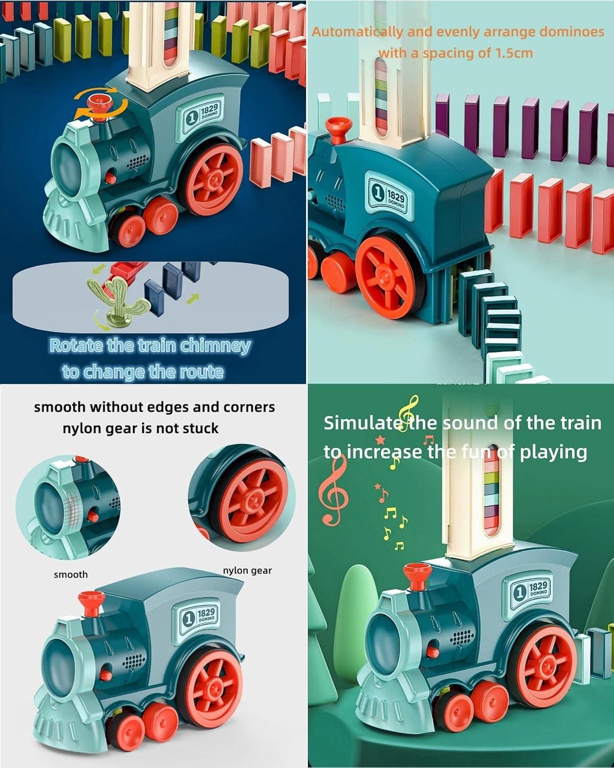 Train Toy Domino Set for Kids. BPA-Free Plastic with Sound Effects.