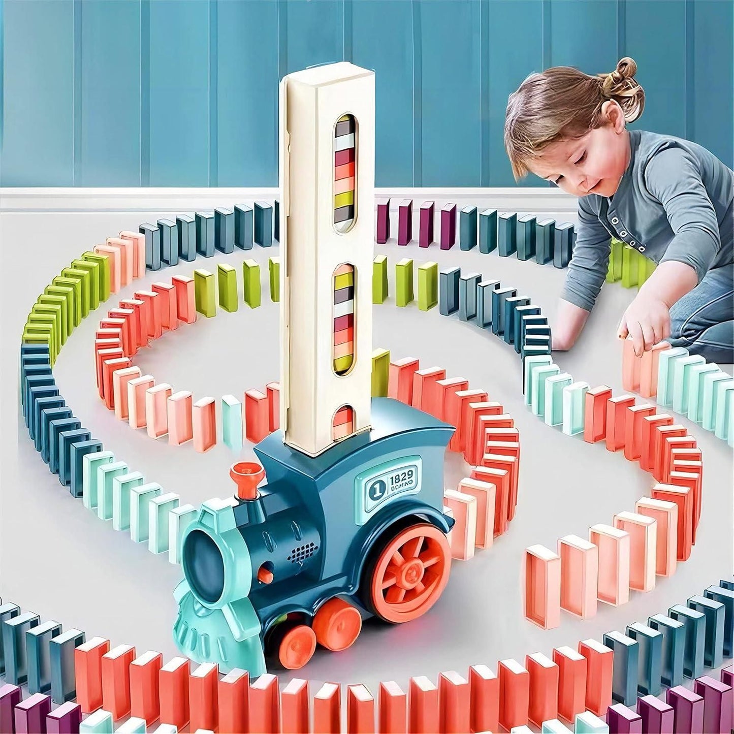 Train Toy Domino Set for Kids. BPA-Free Plastic with Sound Effects.